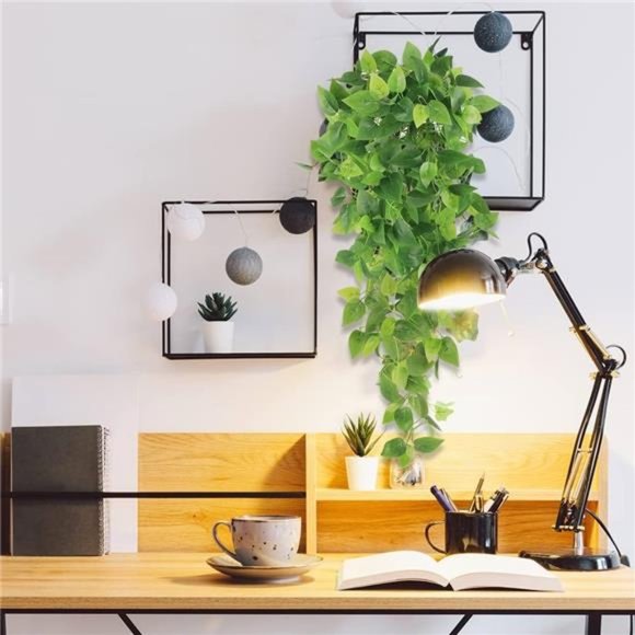 4pcs 3.6FT Artificial Hanging Plants, Faux Pothos with 162 Leaves Each - Picture 3 of 6